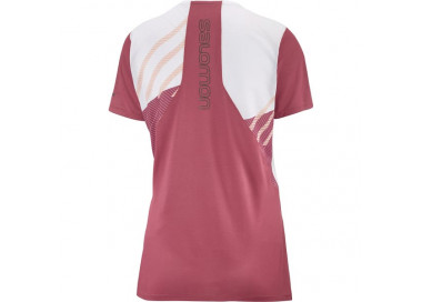 SALOMON TSHIRT SENSE AERO SS WHITE/EARTH RED MULHER