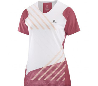 SALOMON TSHIRT SENSE AERO SS WHITE/EARTH RED MULHER