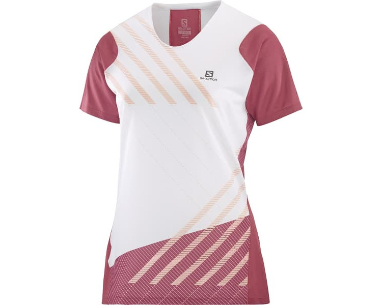 SALOMON TSHIRT SENSE AERO SS WHITE/EARTH RED MULHER