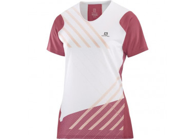 SALOMON TSHIRT SENSE AERO SS WHITE/EARTH RED MULHER