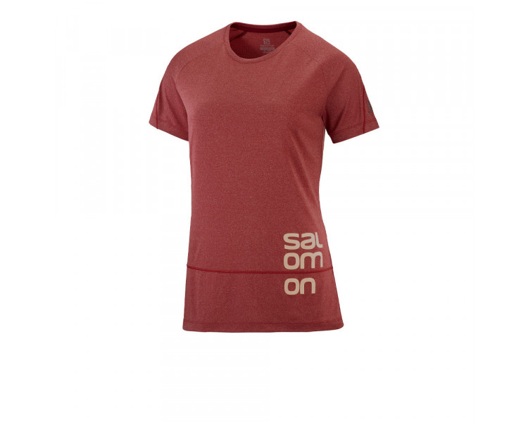 SALOMON TSHRT CROSS RUN GRAPHIC CABERNET MULHER