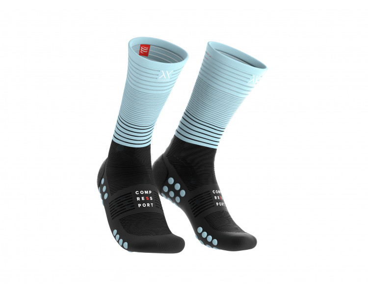COMPRESSPORT MID COMPRESSION SOCKS BLACK/ICE BLUE