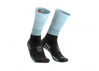 COMPRESSPORT MID COMPRESSION SOCKS BLACK/ICE BLUE