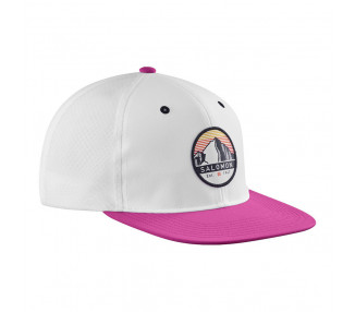 SALOMON TRUCKER FLAT CAP WHITE/FUCHSIA RED