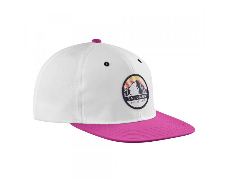 SALOMON TRUCKER FLAT CAP WHITE/FUCHSIA RED