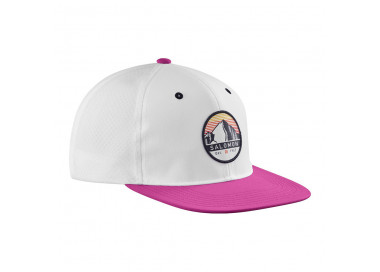 SALOMON TRUCKER FLAT CAP WHITE/FUCHSIA RED