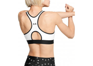 UNDER ARMOUR W MID KEYHOLE GRAPHIC SPORTS BRA WHITE