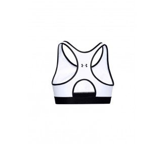 UNDER ARMOUR W MID KEYHOLE GRAPHIC SPORTS BRA WHITE