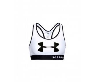 UNDER ARMOUR W MID KEYHOLE GRAPHIC SPORTS BRA WHITE
