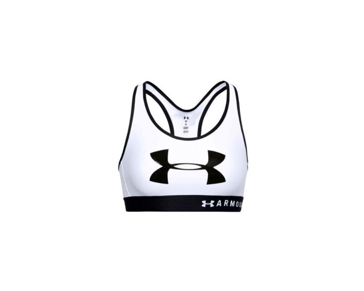 UNDER ARMOUR W MID KEYHOLE GRAPHIC SPORTS BRA WHITE