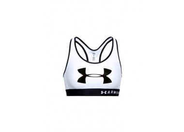 UNDER ARMOUR W MID KEYHOLE GRAPHIC SPORTS BRA WHITE